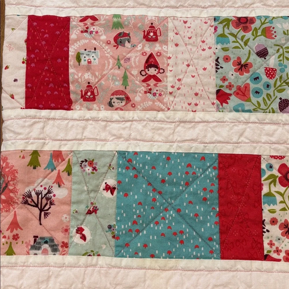 LITTLE RED RIDING HOOD Quilting Square Baby Blanket Girl